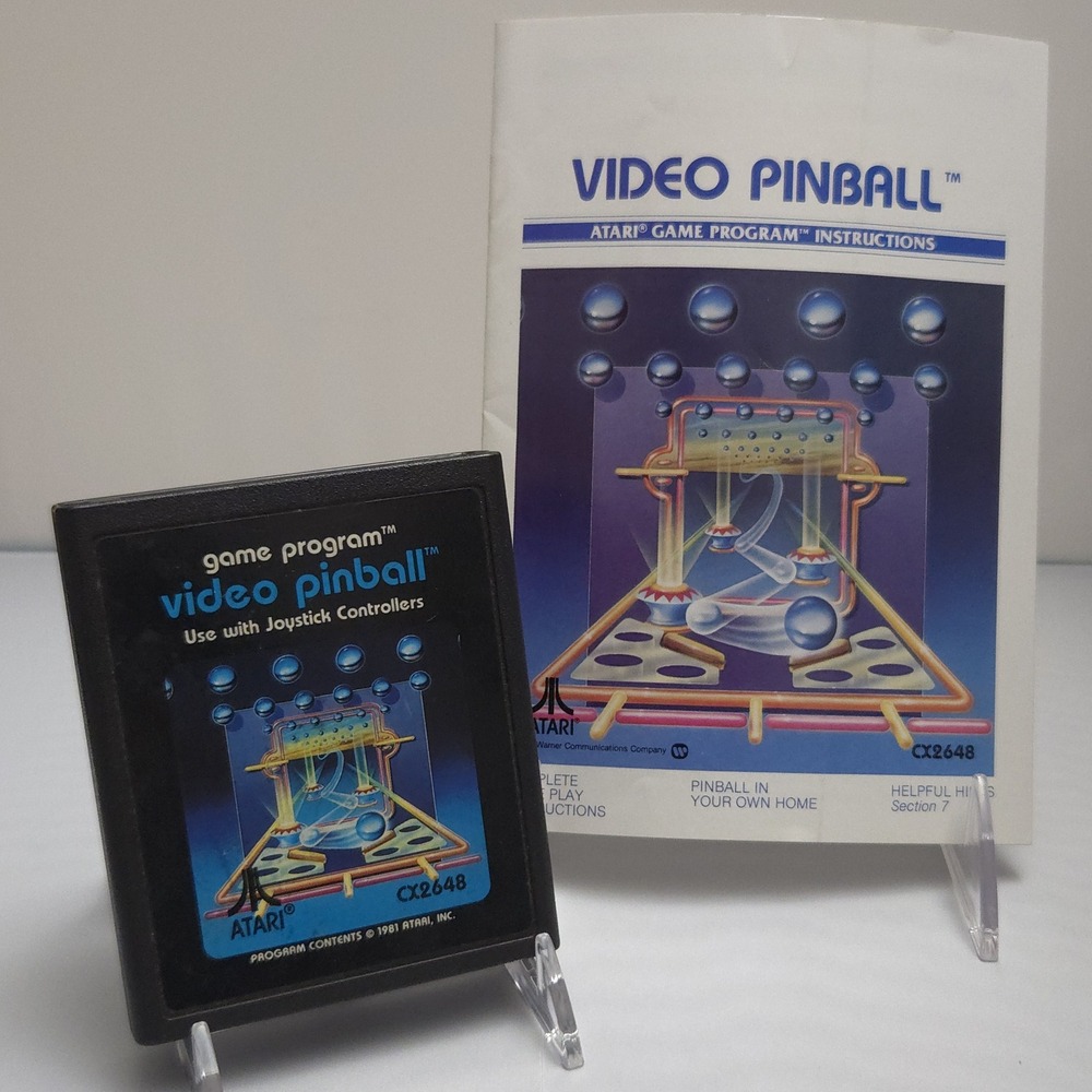 Video Pinball (1981 Atari 2600) Cartridge & Original Manual - Tested & Working